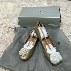 Chico's Gold Flats with Studded Embellishments